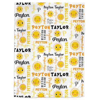 Personalized Sunshine Baby Name Blanket Girl
