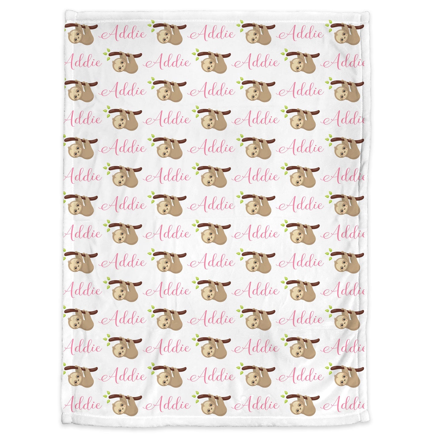 Sloth baby blanket with name, personalized sloth bear baby girl swaddle blanket, newborn sloth baby gift, pink sloths blanket with name
