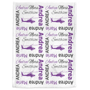 Baby girl helicopter blanket, personalized purple helicopter newborn swaddle blanket, helicopter baby gift with name, military helicopter