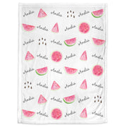 Personalized watermelon baby blanket, newborn watermelon baby gift with name, melon slice summer blanket, watermelon swaddle (CHOOSE COLORS)
