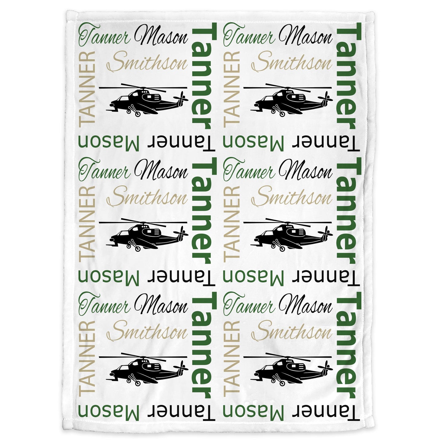 Personalized helicopter baby blanket, newborn helicopter baby gift with name, boys or girls helicopter pilot swaddle blanket