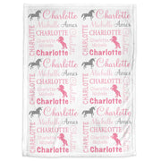 Unicorn baby blanket, pink unicorn swaddle blanket, personalized name blanket with pink and gray unicorns, newborn unicorns baby gift