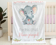 Personalized bible verse baby blanket, For this child I have prayed name blanket, Samuel 1:27 blanket, newborn boy or girl religious blanket
