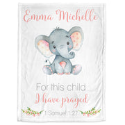 Personalized bible verse baby blanket, For this child I have prayed name blanket, Samuel 1:27 blanket, newborn boy or girl religious blanket