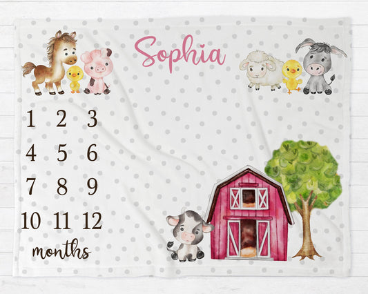Farm Animals Milestone Blanket