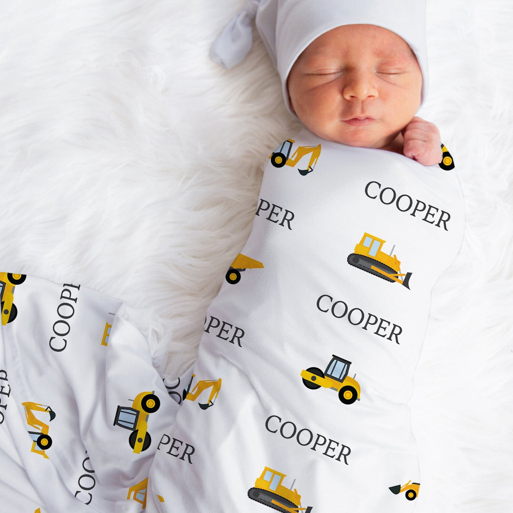 Construction Trucks Swaddle Blanket - Jersey