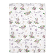Unicorn Purple Floral Swaddle Blanket - Jersey