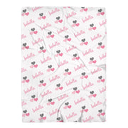 Hearts Pink and Gray Swaddle Blanket - Jersey