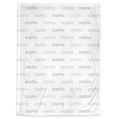 Baby girls blanket with repeating name, personalized swaddle blanket, newborn baby gift with name only, purple girls name baby blanket