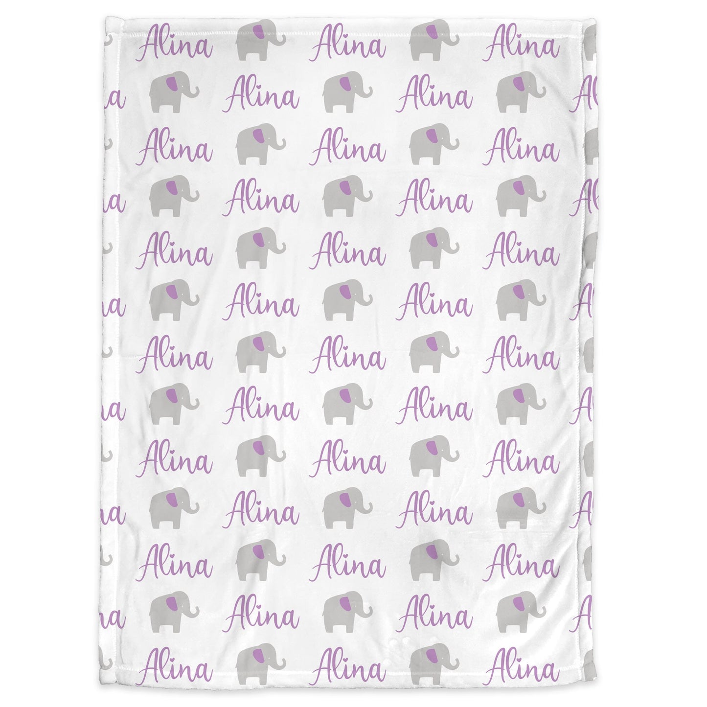 Personalized Elephant Baby Name Blanket Girl Purple