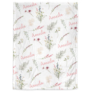 Wildflower personalized girls blanket, newborn baby name blanket with flowers, spring baby girl name swaddle, floral wildflowers baby gift