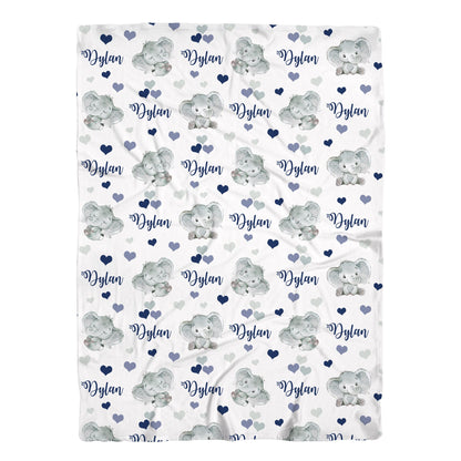 Elephant Blue Swaddle Baby Blanket