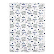 Elephant Blue Hearts Swaddle Blanket - Jersey