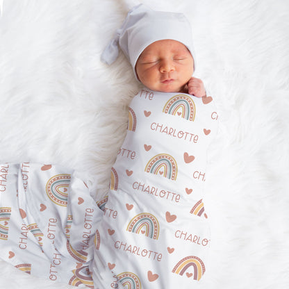 Boho Rainbow Swaddle Baby Blanket