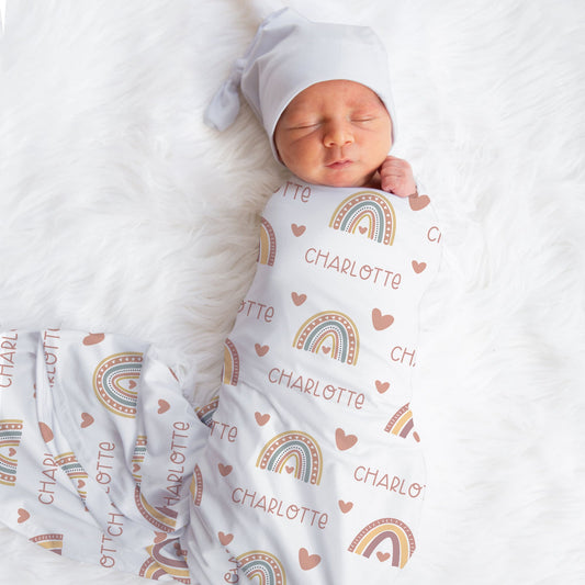 Boho Rainbow Swaddle Baby Blanket