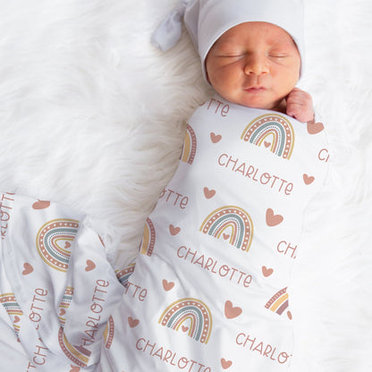 Boho Rainbow Swaddle Baby Blanket