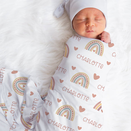 Boho Rainbow Swaddle Blanket - Jersey