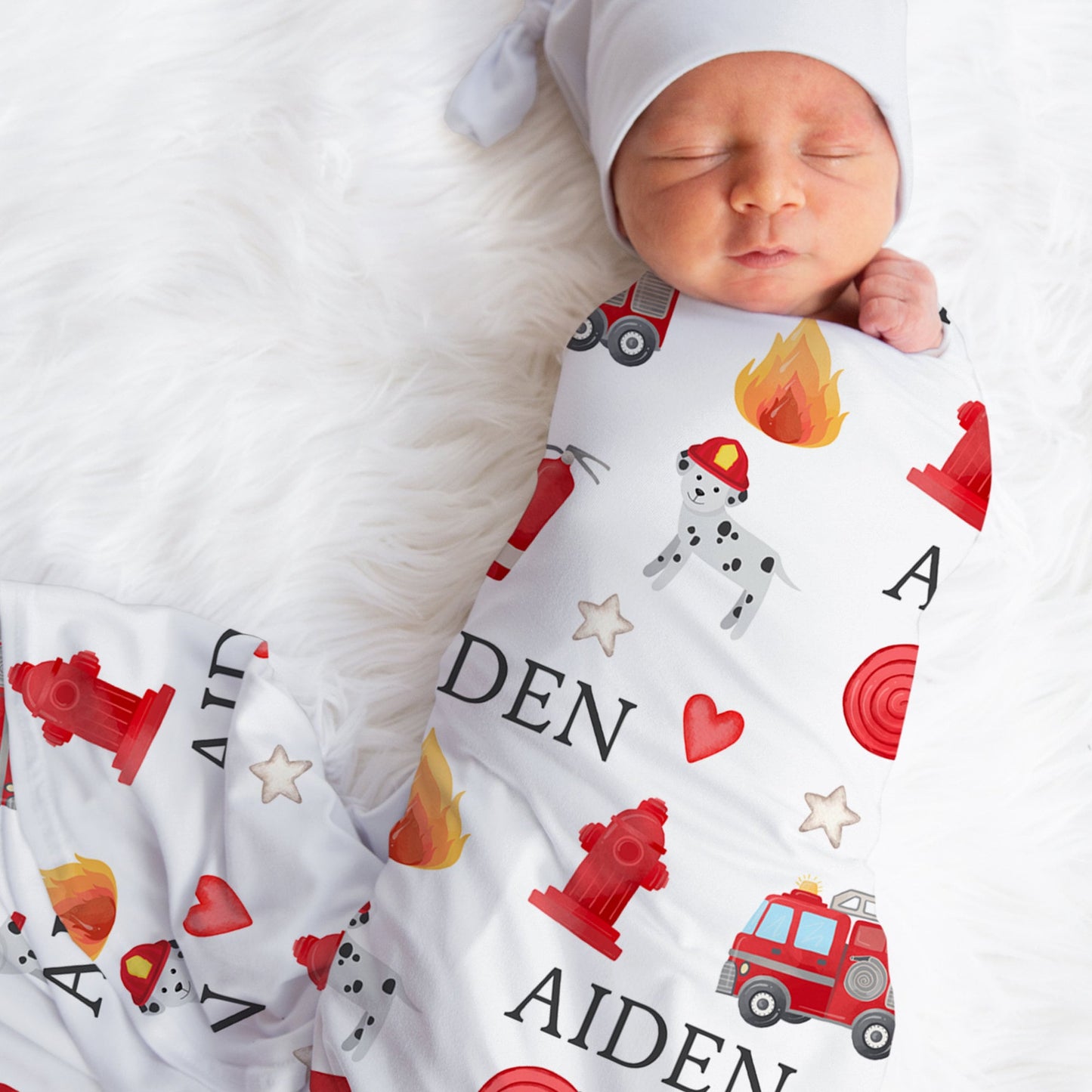 Firetruck Swaddle Baby Blanket