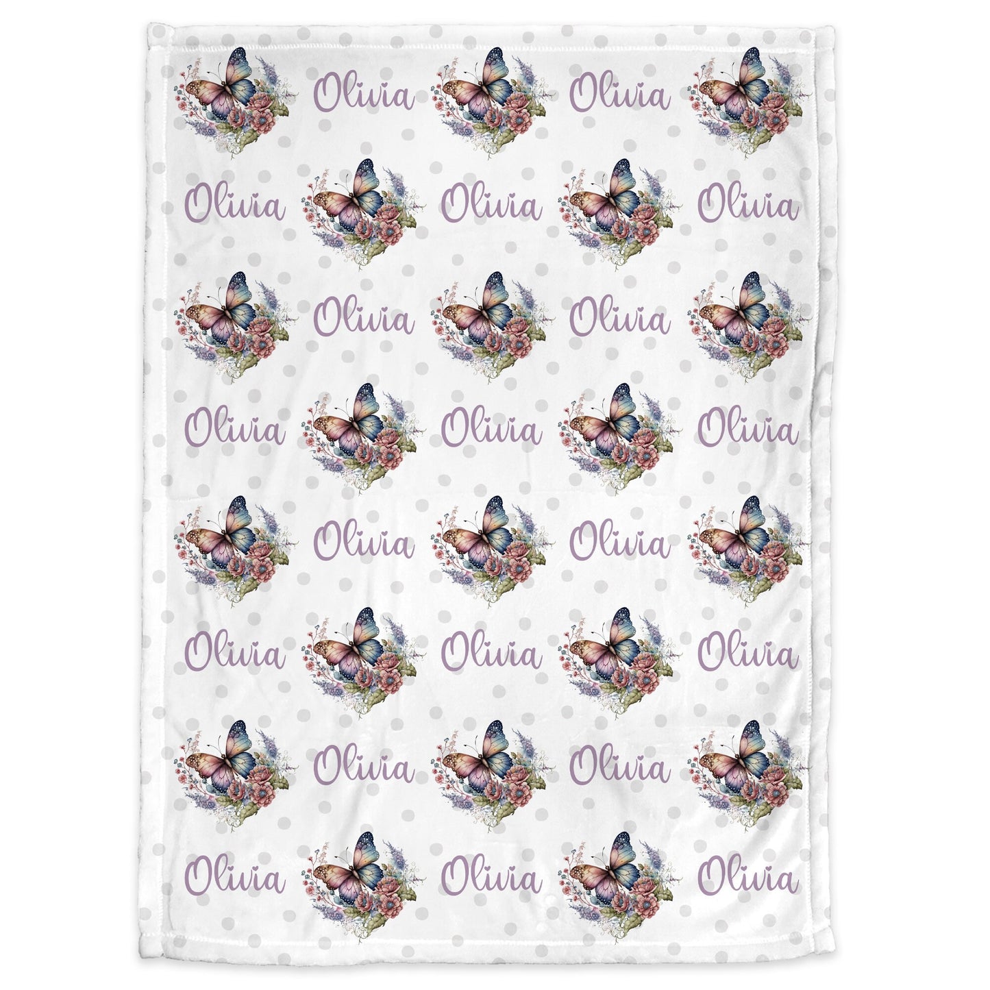 Butterfly baby girl blanket, flower butterfly newborn swaddle blanket with name, floral baby girl gift, personalized baby blanket