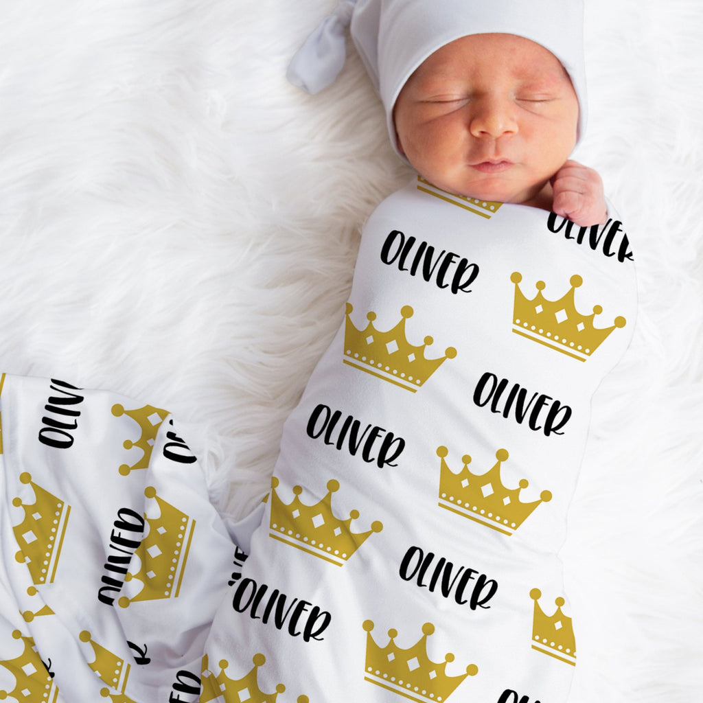 Crown Name Blanket for Baby Boy, personalized baby gift, blanket, baby blanket, personalized swaddle blanket