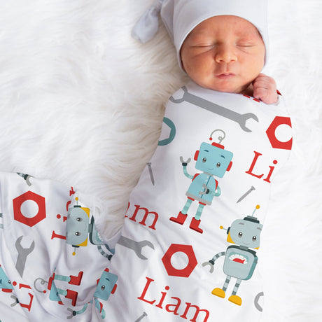 Robot Swaddle Blanket for Baby Boy