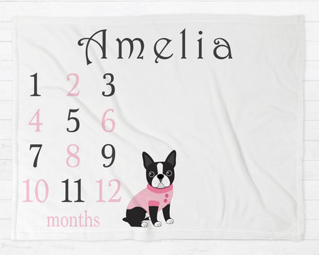 Boston terrier Milestone Blanket