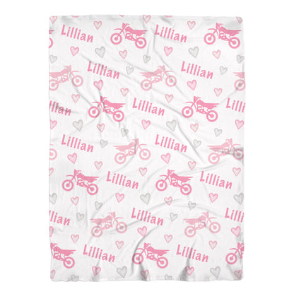 Dirt Bike Pink Swaddle Baby Blanket
