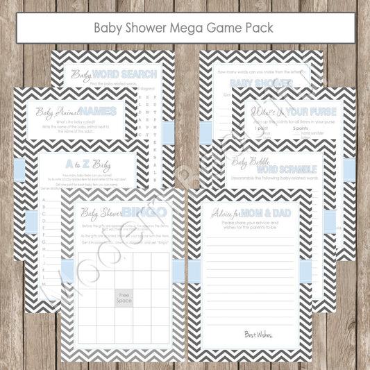 Baby Shower Game Pack Blue
