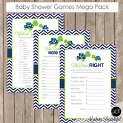 Sea turtle Baby Shower Game Pack - Lime and Navy, Baby Shower Activity Set, Shower Games Bingo, Price is Right and more INSTANT st1