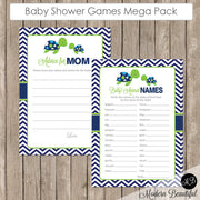 Sea turtle Baby Shower Game Pack - Lime and Navy, Baby Shower Activity Set, Shower Games Bingo, Price is Right and more INSTANT st1