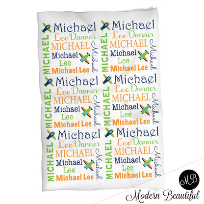 Baby boy swaddle blanket, personalized blanket, plane blanket, airplaine blanket, baby shower gift, airplane, red, navy, baby blanket 1003