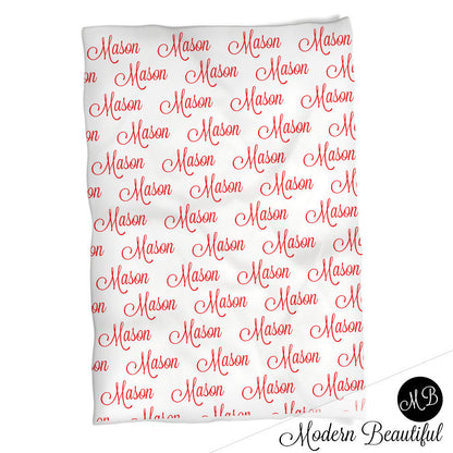 Boy personalized name blanket, personalized blanket, name blanket, boy baby blanket, baby shower gift, receiving, orange, baby blanket 1002