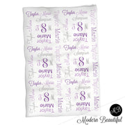Monogram Baby Blanket in Purple and blue personalized swaddle blanket, receiving blanket, girl, baby shower gift, gift, baby blanket 1007