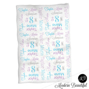 Monogrammed Receiving Blanket Purple and gray personalized swaddle blanket, girl monogram blanket , baby shower gift, baby blanket 1007