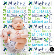 Airplane personalized baby blanket, boy or girl aviation gift, custom airplane blanket with baby name