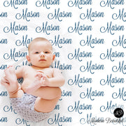 Baby boy name swaddle blanket, personalized blanket, name blanket, boy baby blanket, baby shower gift, receiving, navy, baby blanket 1002