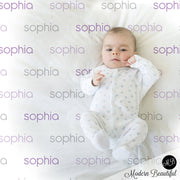Baby Girl Name blanket in pink and gray, personalized baby gift, blanket, baby blanket, personalized baby name blanket, choose colors 1010