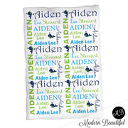 Boy Whale blanket, personalized gift, whale blanket, lime green and navy blue blanket, personalized name blanket, whale name blanket