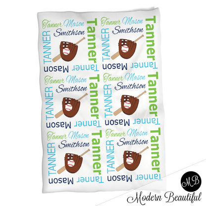 Baseball Baby Name Blanket Boy