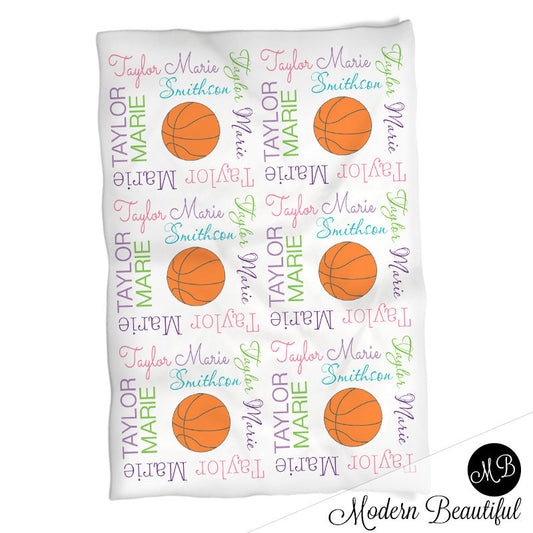 Girl Basketball blanket, personalized gift, basketball photo prop blanket, personalized sports name blanket, blanket