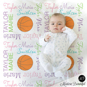 Girl Basketball blanket, personalized gift, basketball photo prop blanket, personalized sports name blanket, blanket