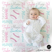 Girl Softball blanket, personalized gift, softball photo prop blanket, personalized sports name blanket, blanket