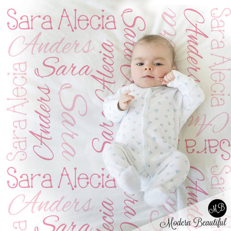 Baby Girl Name Blanket in Pink, personalized name blanket, girl baby blanket, baby shower gift