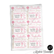 Hot air balloon personalized baby name blanket, hot air balloon swaddle, newborn baby girl or boy blanket (CHOOSE COLORS)