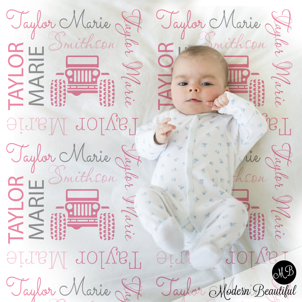 jeep 4x4 girl baby blanket