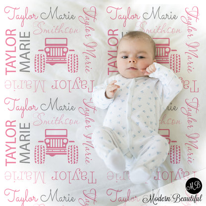 jeep 4x4 girl baby blanket