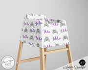 Jeep 4x4 baby boy or girl car seat canopy cover, jeep baby gift, purple and white, custom infant car seat cover, personalized baby name carseat cover, nursing privacy cover, shopping cart cover, high chair cover (CHOOSE COLORS)