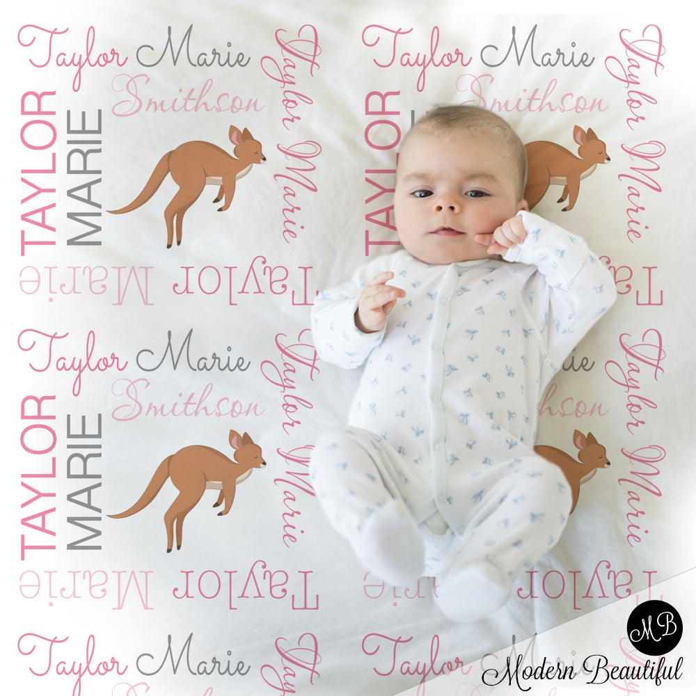 kangaroo baby girl blanket