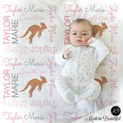 kangaroo baby girl blanket
