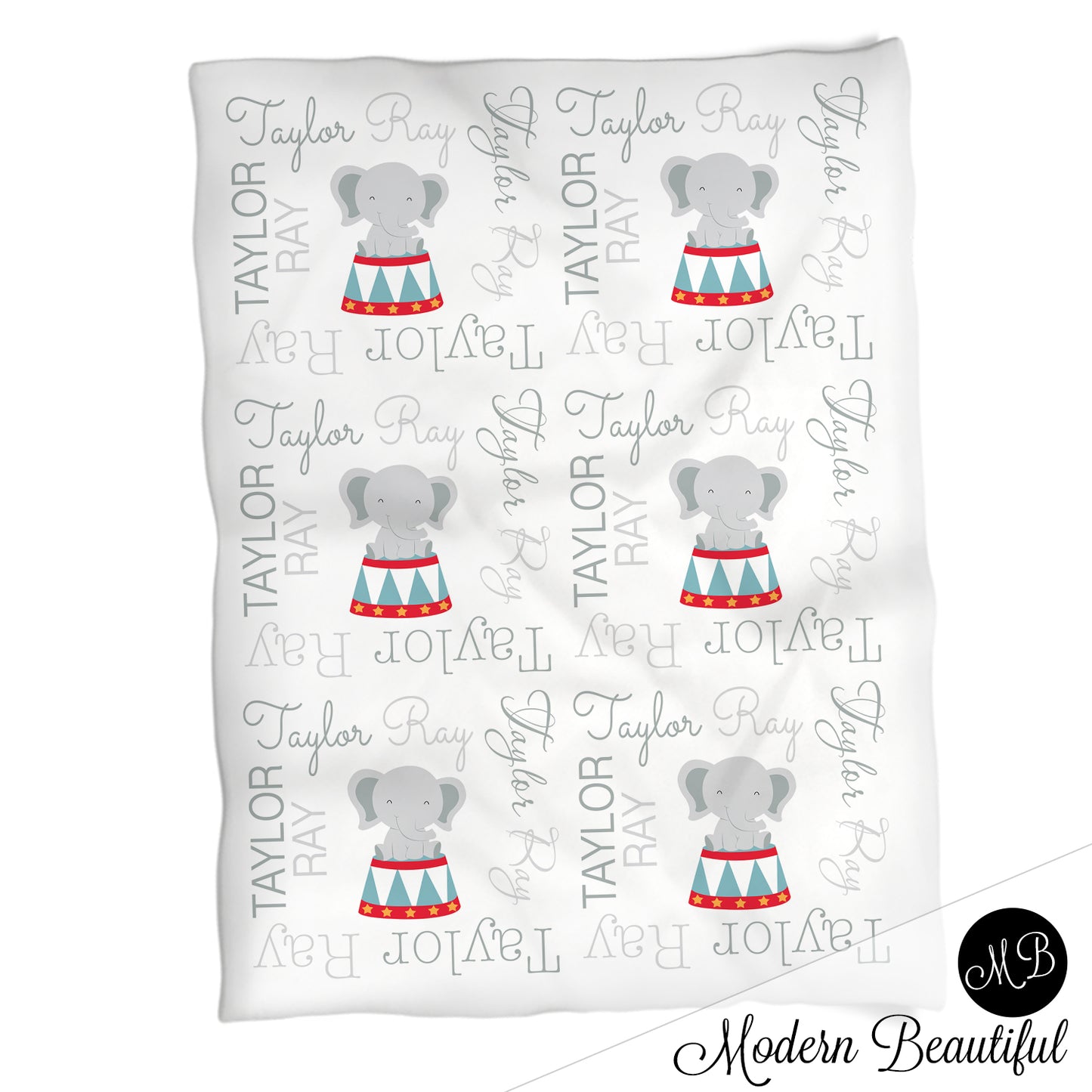 Circus girl baby name blanket, carnival personalized blanket, white and gray, boy or girl blanket, baby shower gift, personalized name blanket, (CHOOSE COLORS)